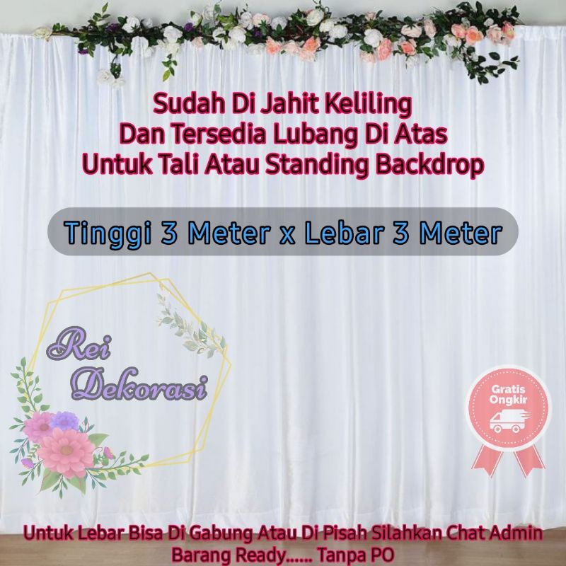 Jual Kain Backdrop Bckground Pilamin Kilap Abutai Tinggi 3M X Lebar 3M