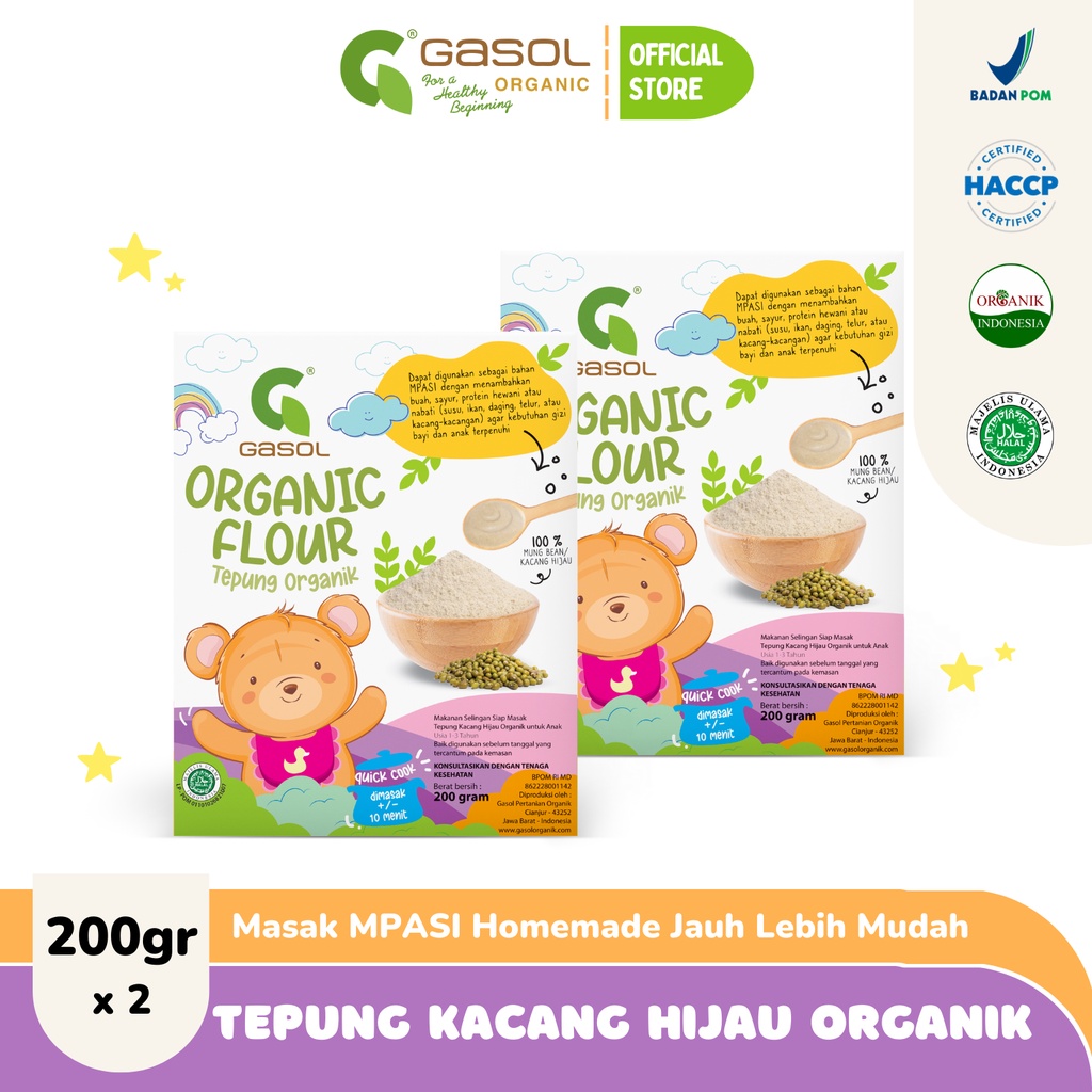 Jual Gasol Tepung Kacang Hijau Organik Makanan Bayi Mpasi Gr X