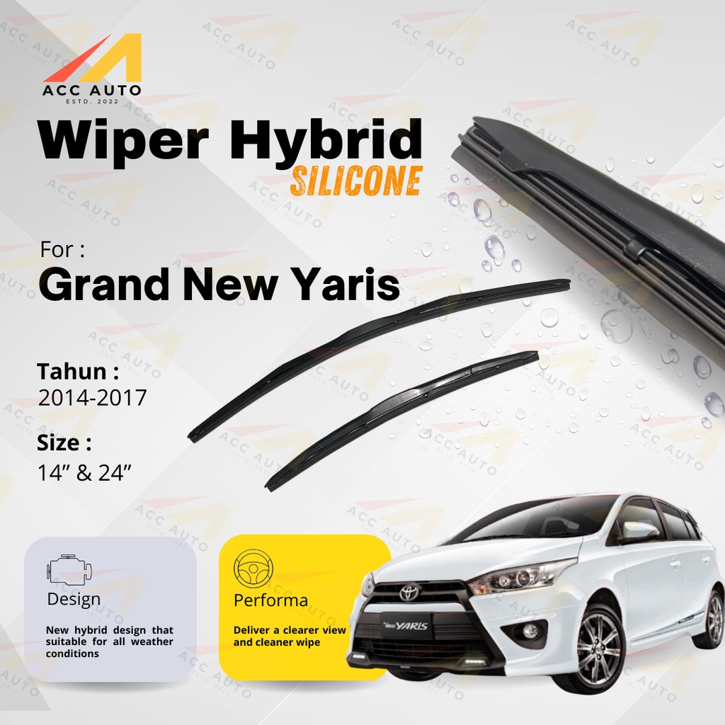 Jual Wiper Frameless Mobil Toyota Grand New Yaris Karet Kaca Silicon