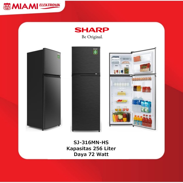 Jual SHARP Lemari Es 2 Pintu 256 Liter SJ 316MN HS 72 Watt SJ316MNHS