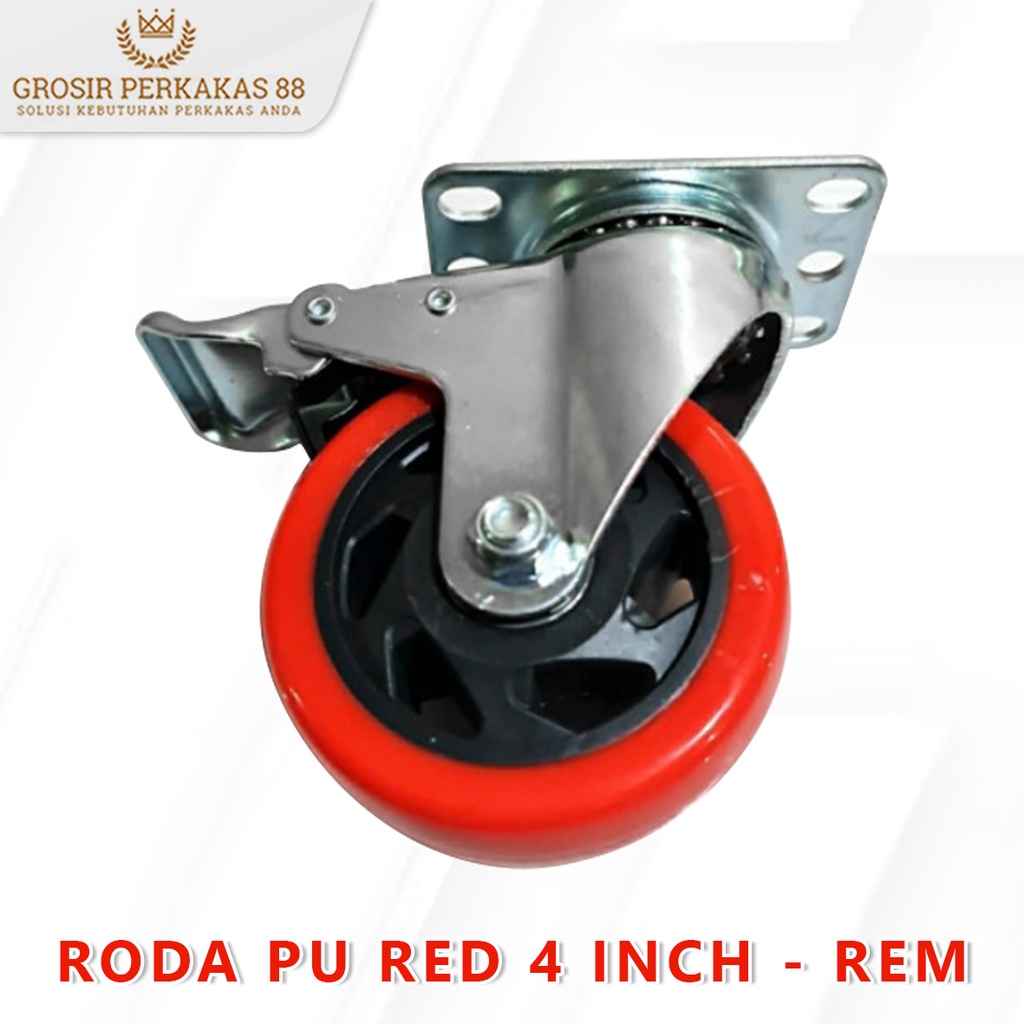 Jual Roda Caster Etalase Pu Merah Hidup Inch Troli Ban Gerobak Lemari