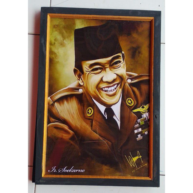 Jual Lukisan Cetak SOEKARNO Plus Bingkai Ururan 53x35 Shopee Indonesia