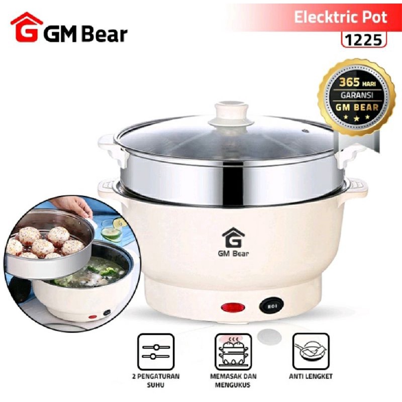 Jual GM Bear Panci Listrik Serbaguna 2 In 1 1225 Electric Cooking