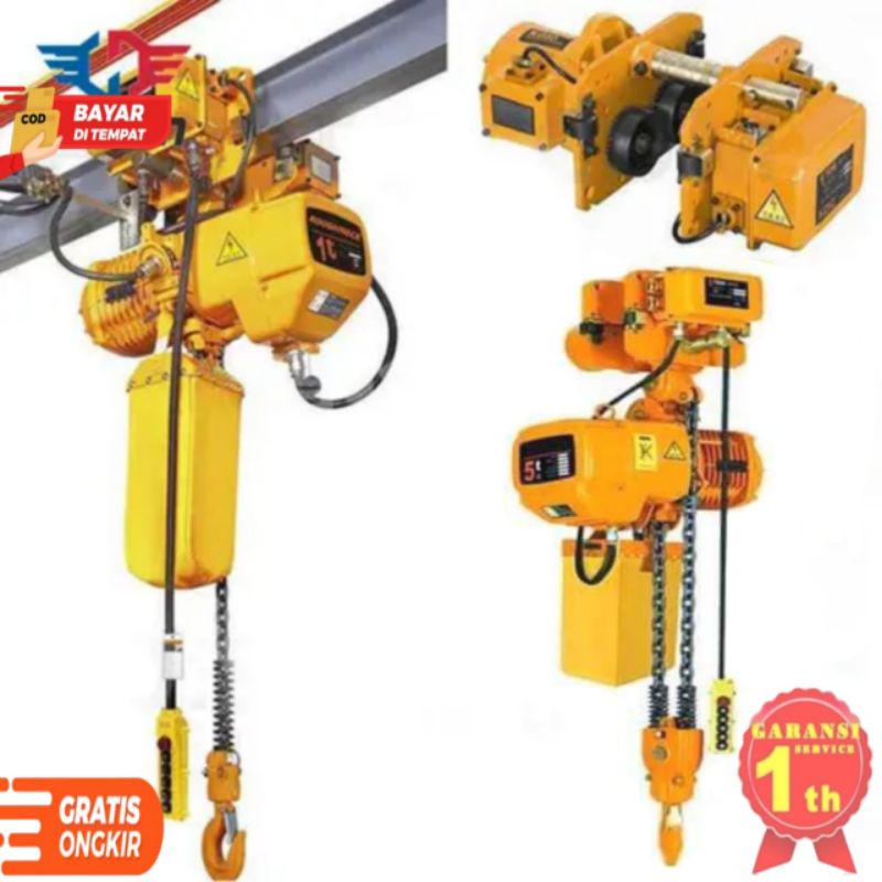 Jual ELECTRIC CHAIN HOIST 1 TON 6 MTR PLUS TROLLY NAGASAKI JAPAN