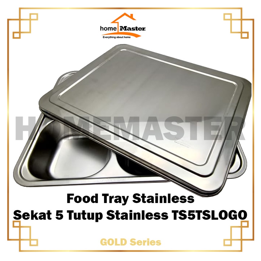 Jual HomeMaster Piring Tempat Makan Food Tray Stainless 5 Sekat Tutup