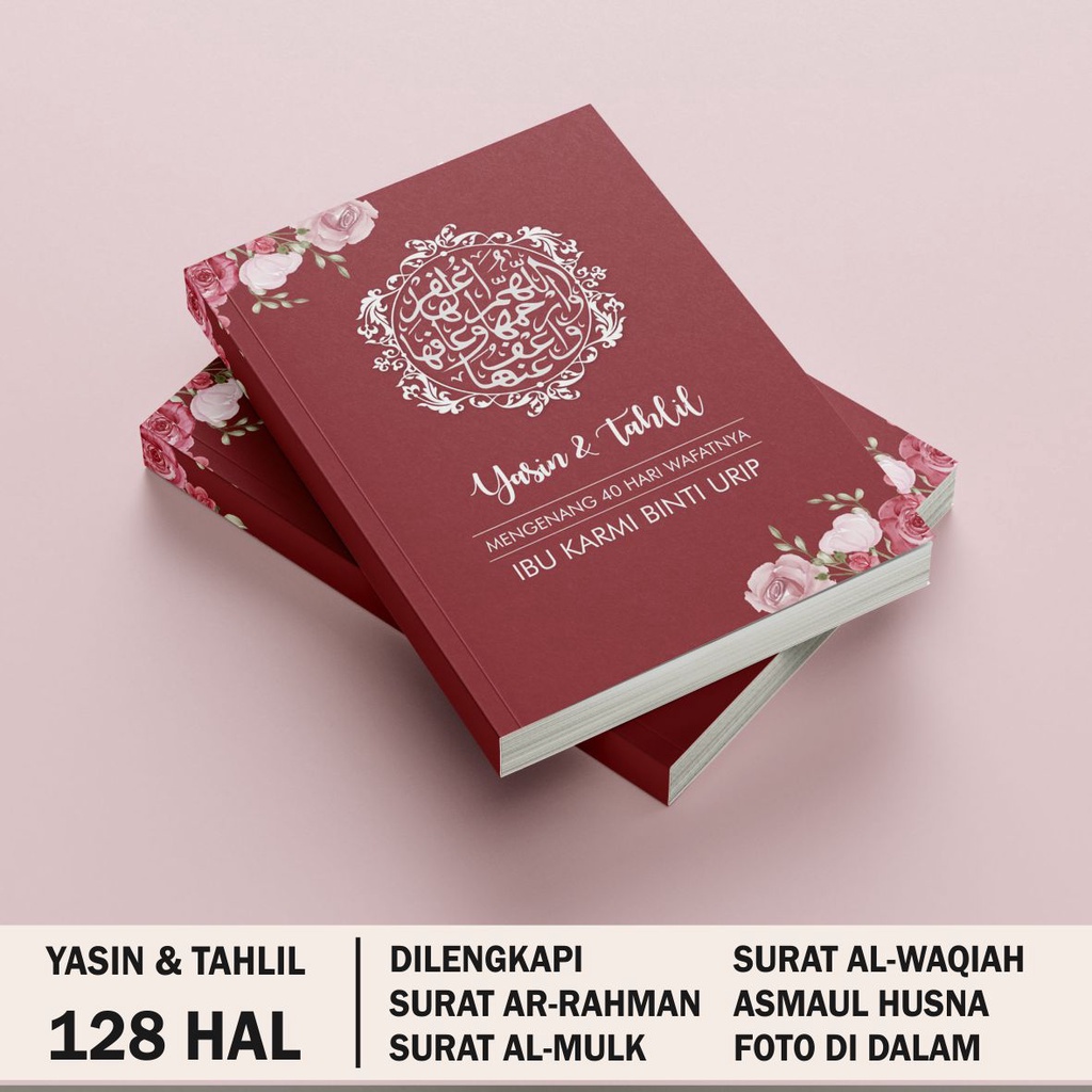 Jual Buku Yasin Dan Tahlil Custom Softcover Lengkap Foto Almarhum Warna