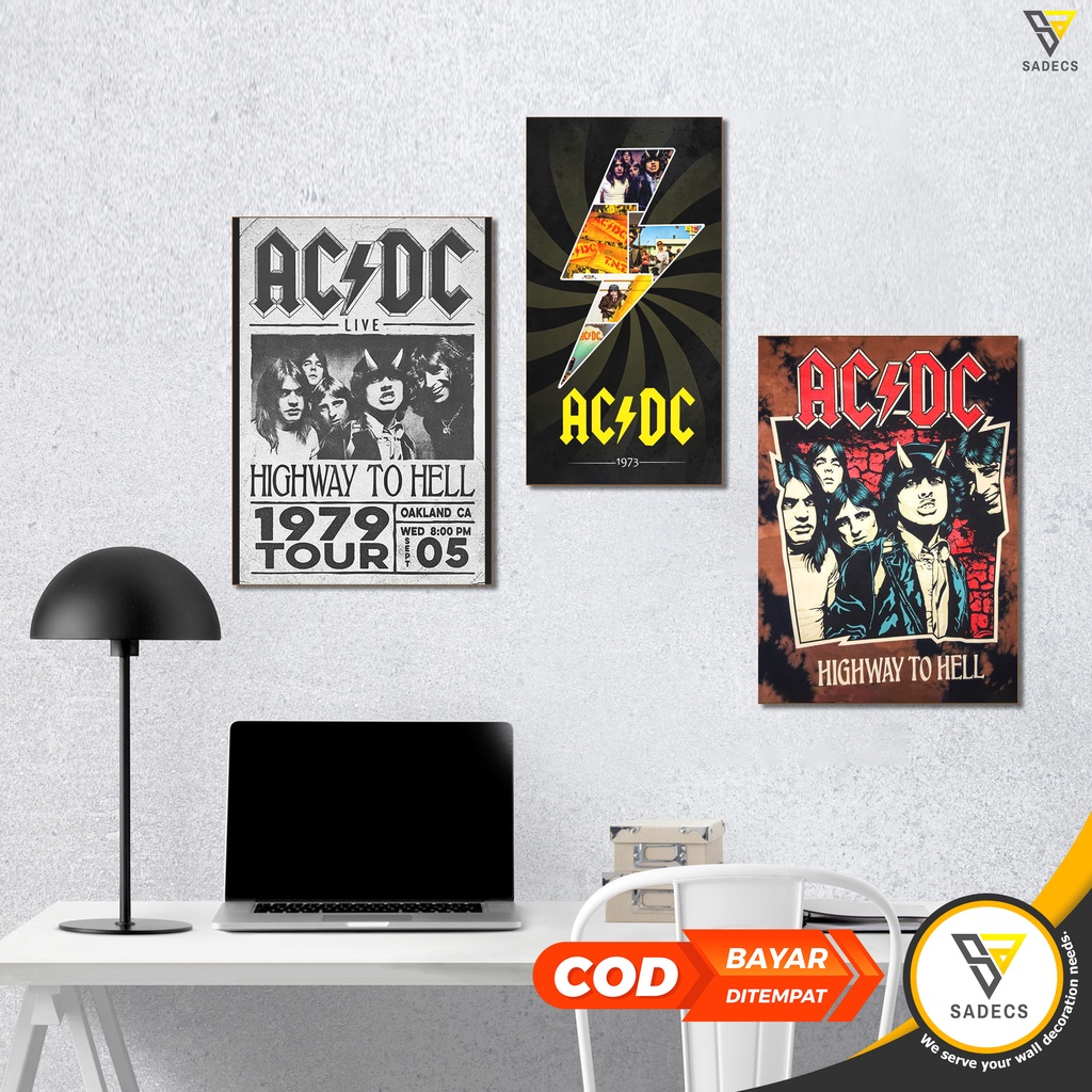 Jual Sadecs Pajangan Hiasan Dinding Kamar Poster Kayu Band Acdc Wall