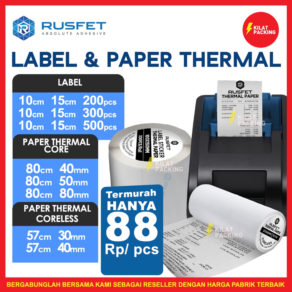 Jual Printer Barcode Thermal Label Paper Thermal Thermal Stiker Resi