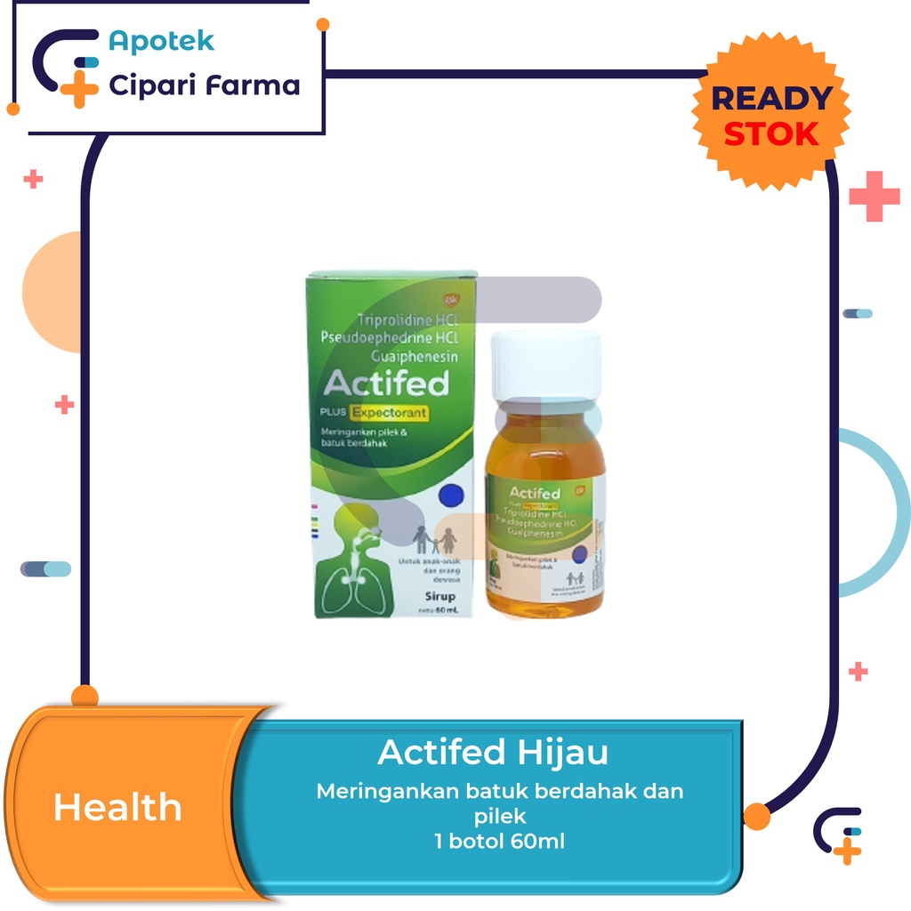 Jual Actifed Plus Expectorant Hijau Sirup Obat Batuk Berdahak Flu Isi