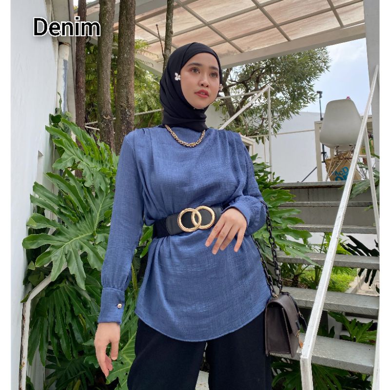 Jual New Raline Blouse Warna Atasan Wanita Kemeja Silk Kemeja