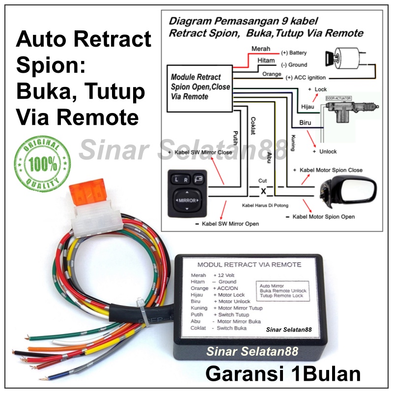 Jual Modul Spion Auto Retract Otomatis Via Remote Tutup Dan Buka