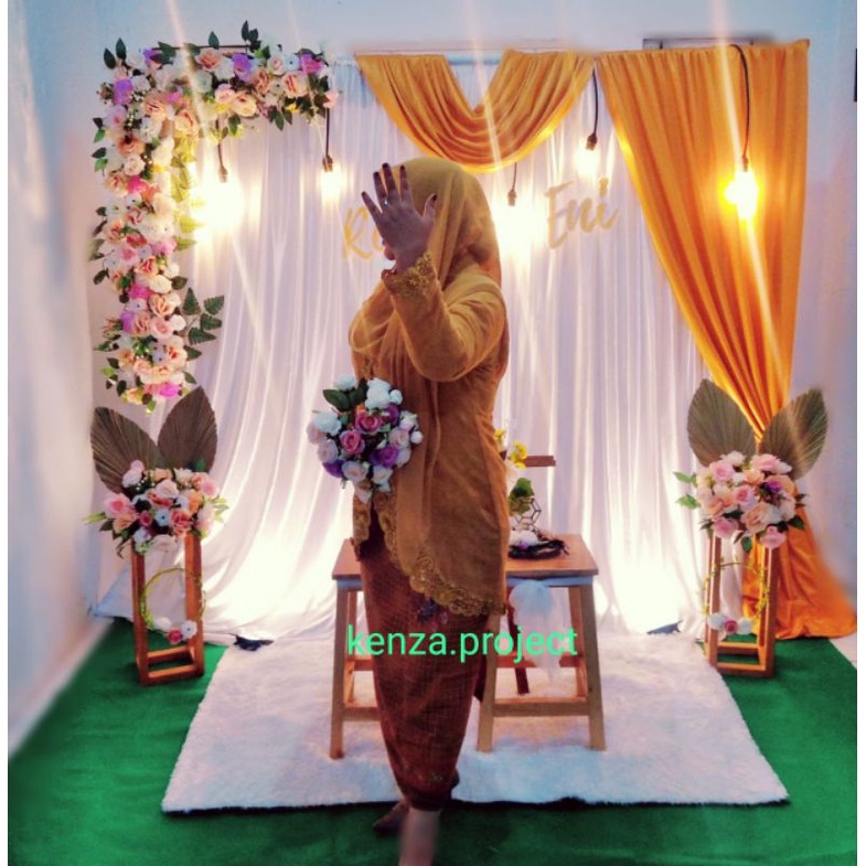 Jual Sewa Backdrop Depok Jabotabek Rustic Gold Lamaran Akad Ultah