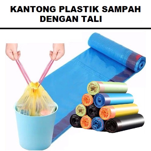 Jual Kantong Plastik Sampah Roll Ukuran 45x50Cm Dengan Tali Pengikat