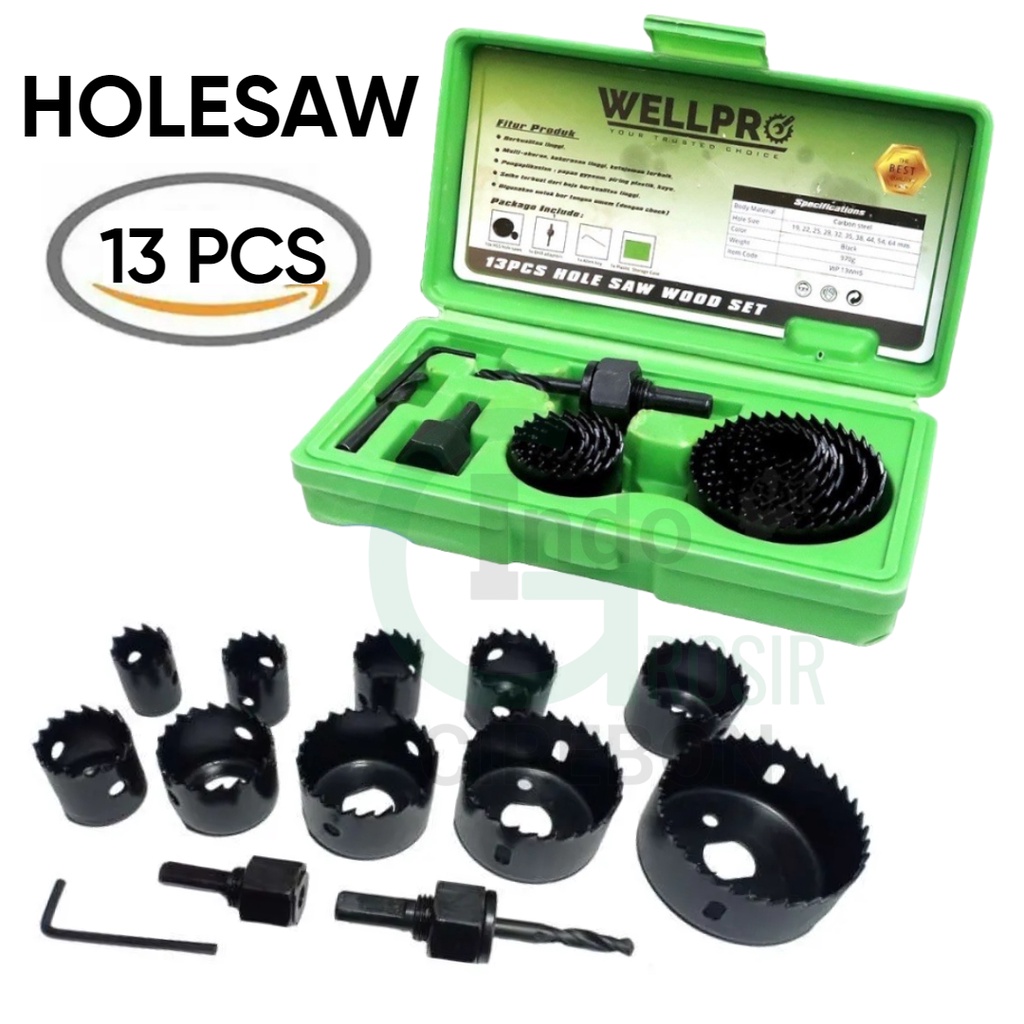 Jual Wellpro Hole Saw 13 Pcs Mata Bor Pembolong Kayu Holesaw 13pcs Mata