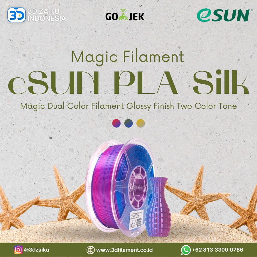 Jual Esun Pla Silk Magic Dual Color Filament Glossy Finish Two Color