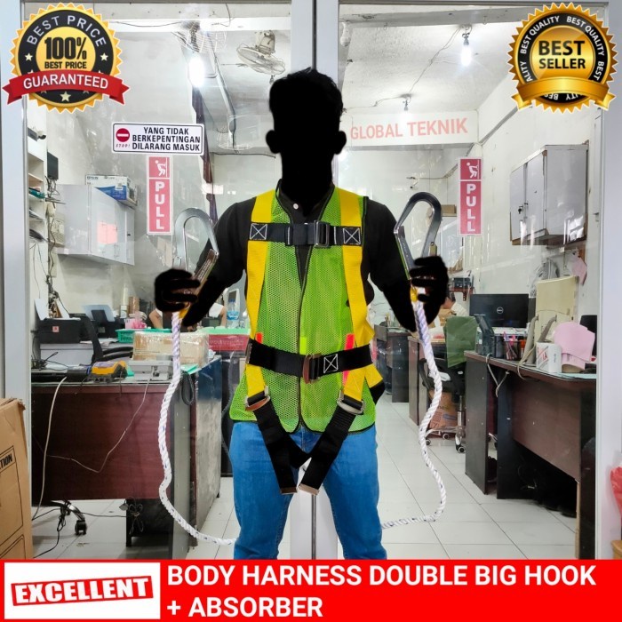 Jual Absorber Lanyard Body HARNESS Safety Double 2 Big HooK EXCELLENT