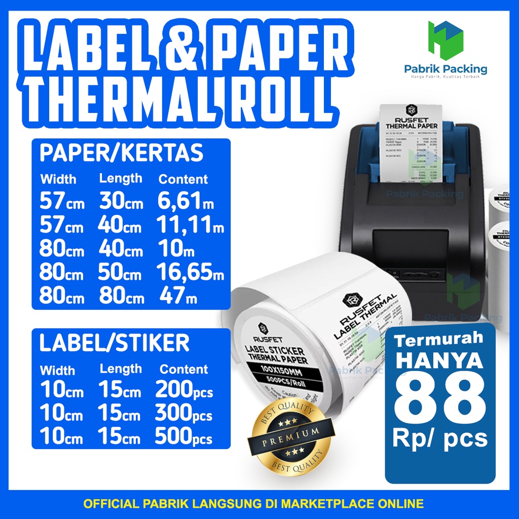 Jual Stiker Thermal Label Thermal Paper Kertas Stiker Thermal A6 Stiker