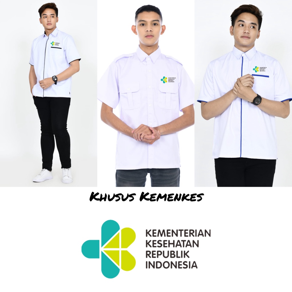 Jual Kemeja Putih Kemenkes Baju Kemenkes Lengan Pendek Kemeja Putih