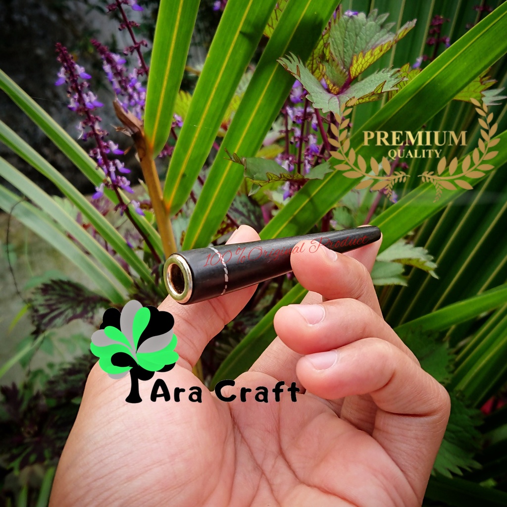 Jual Pipa Once Mini Kayu Kelor Hitam Variasi Timah Panjang 8 Cm Padudan