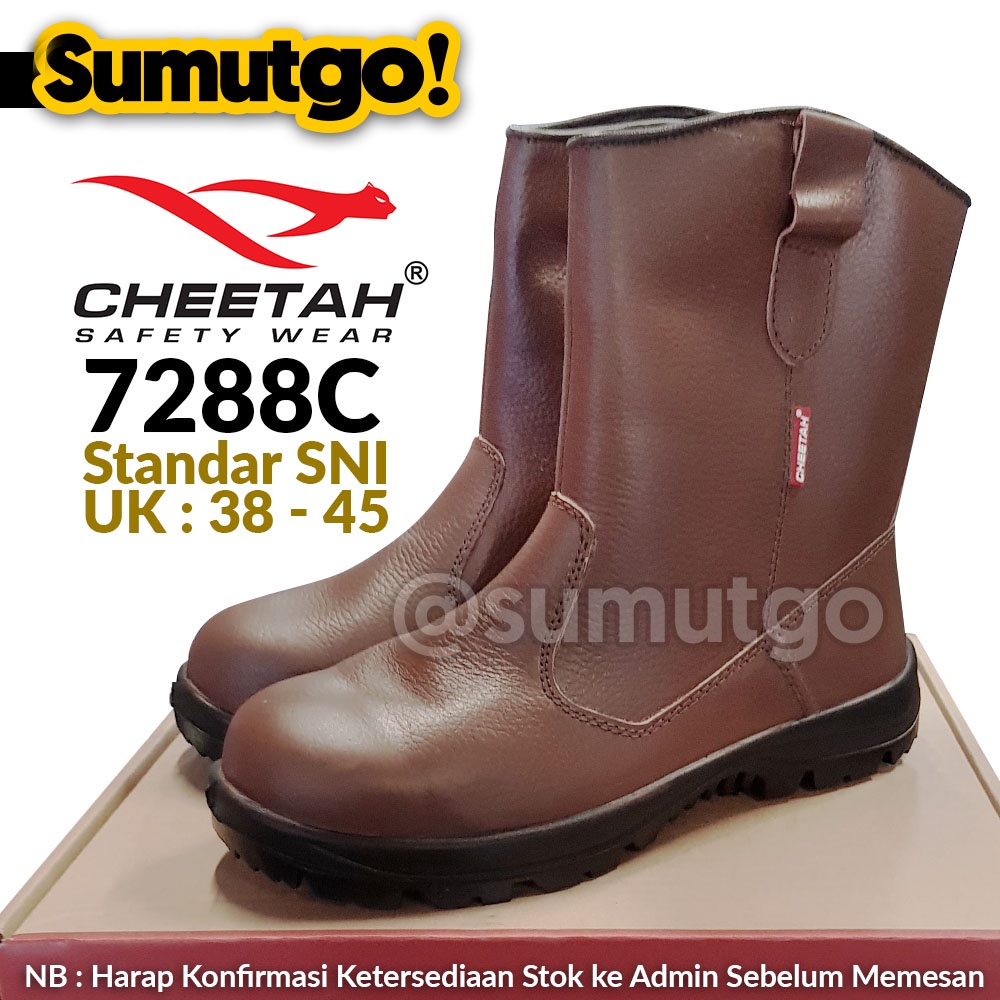 Jual Cheetah 7288C Safety Boots Coklat Sepatu Boot Pria Tinggi Proyek