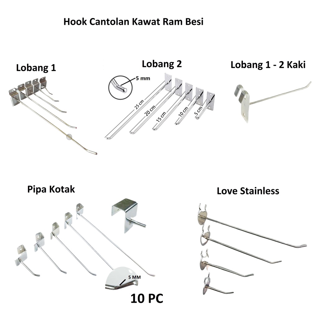 Jual Huk Hook Cantolan Ram Kawat Besi Stainless Isi Pcs Shopee