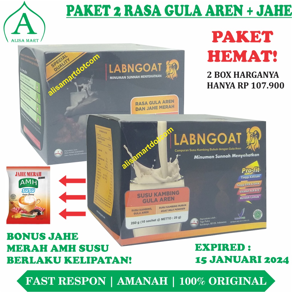 Jual LABN GOAT 2 RASA JAHE DAN GULA AREN Susu Kambing Etawa Bubuk