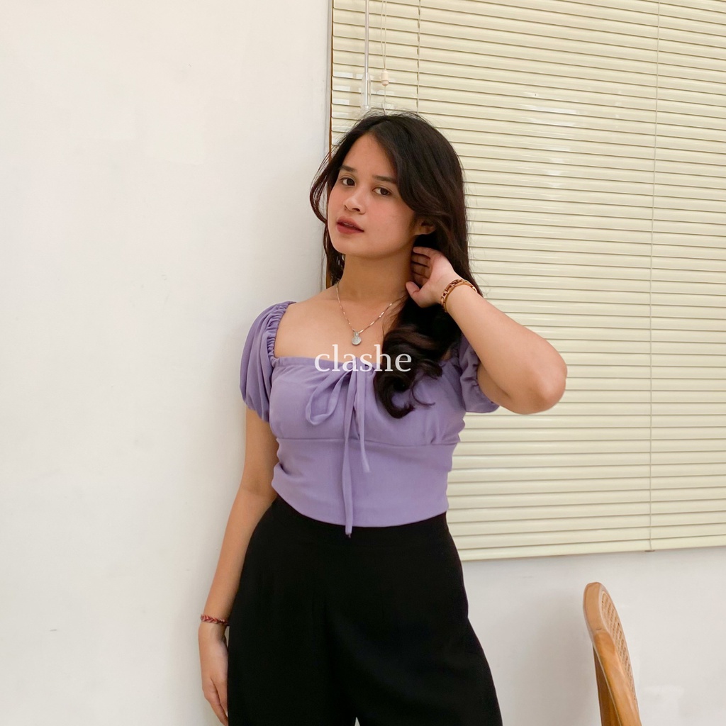 Jual Baju Crop Wanita Atasan Lengan Pendek Crinkle Airflow Anti Lecek