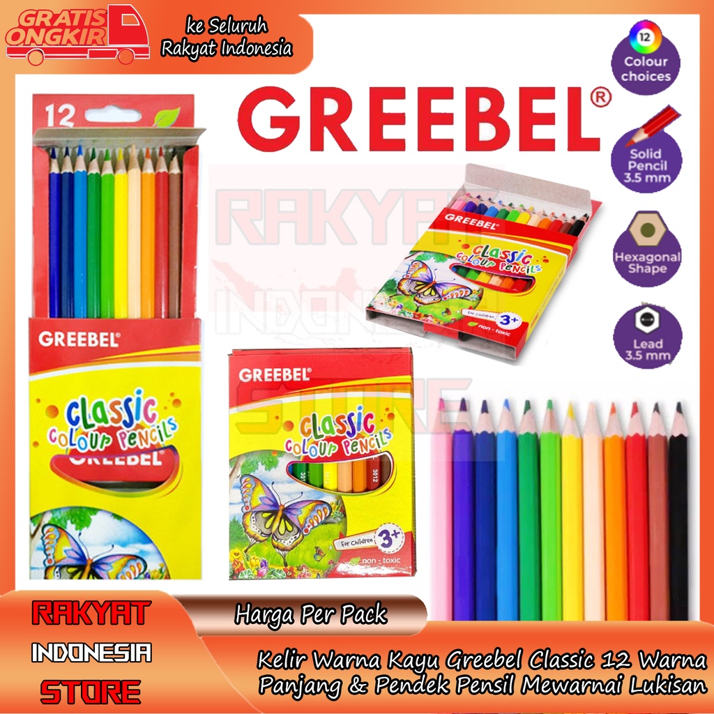 Jual KRAYON KERAYON PENSIL WARNA TELUT KELIR KLIR WARNA KAYU GREEBEL