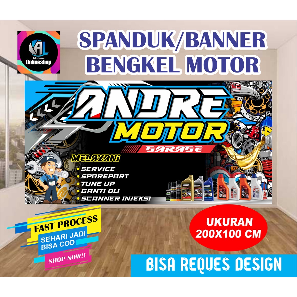 Jual Spanduk Banner Bengkel Motor Garage Model Vektor Shopee Indonesia