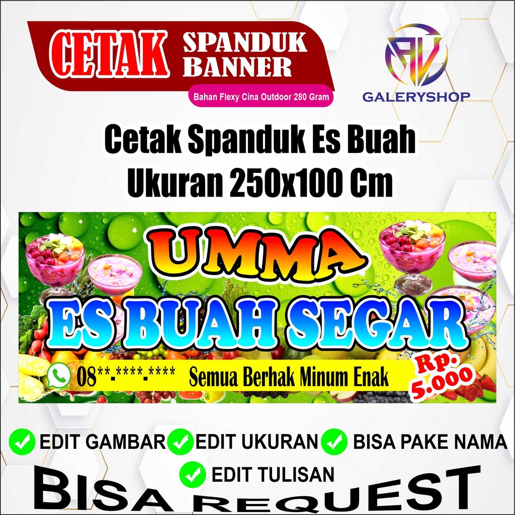 Jual Cetak Spanduk Banner Jualan Es Buah Segar Custom Shopee Indonesia