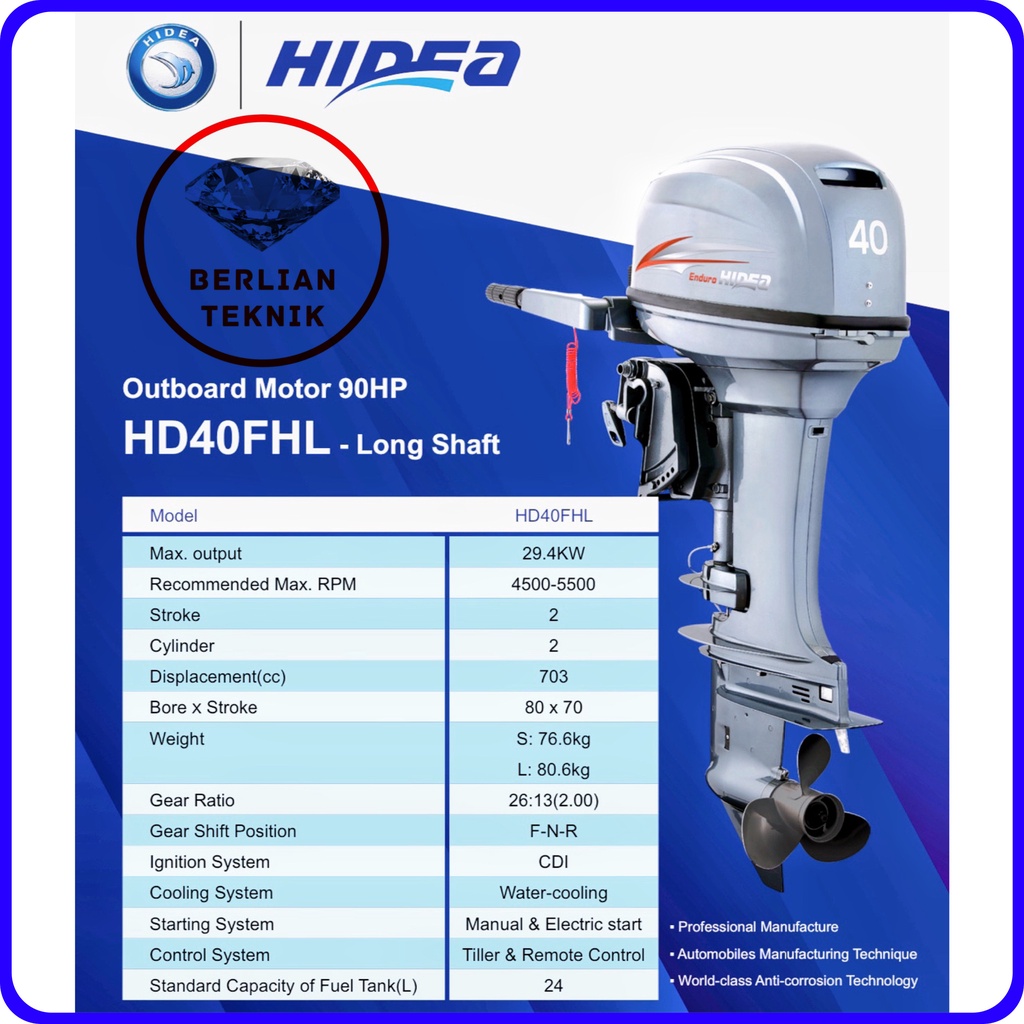 Jual Mesin Tempel Marine Outboard Hidea Hp Hd Fhl Long Shaft