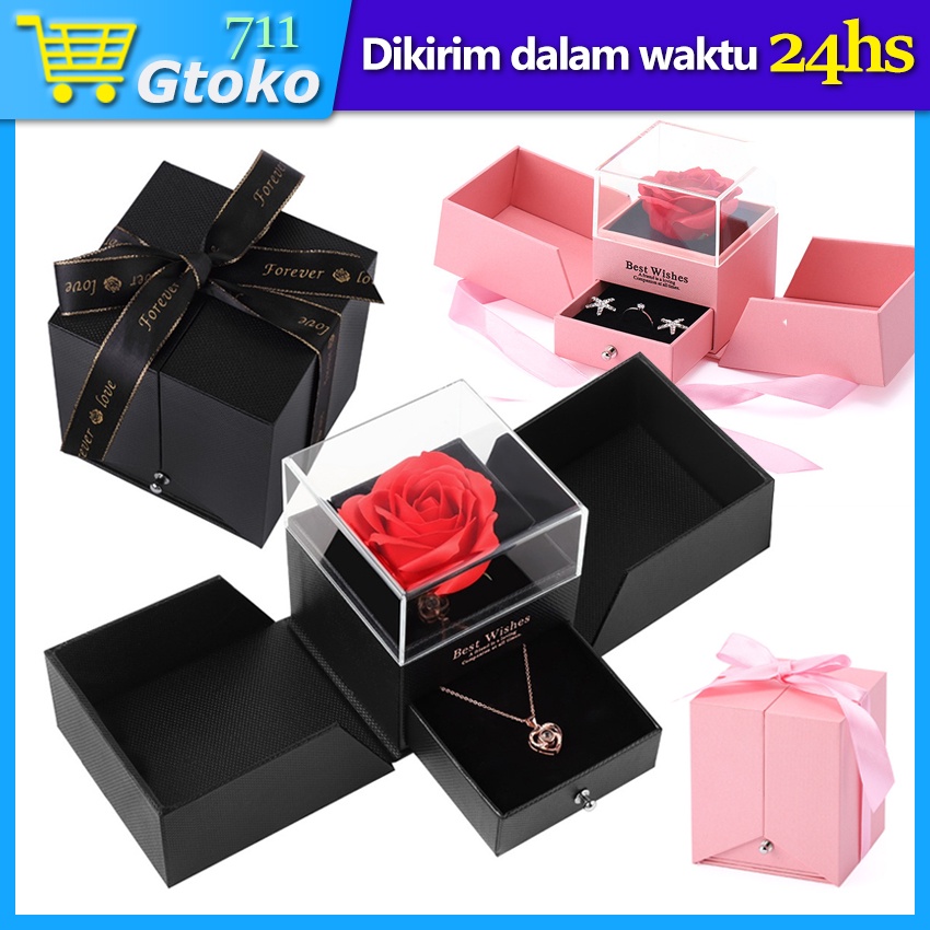 Jual Jewelry Gift Box Valentine Rose Flower Bunga Kotak Hadiah Tempat