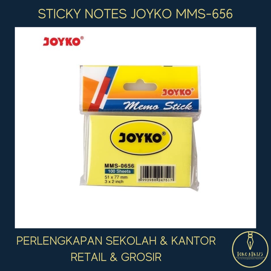 Jual Memo Tempel Sticky Note Kertas Joyko No 656 Warna Kuning