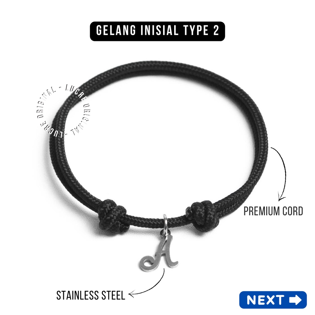 Jual Lucre Gelang Tali Inisial Huruf Premium Cord Bracelet Liontin