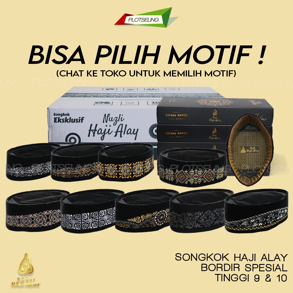 Jual Songkok Premium Haji Alay Bordir Spesial Ac Tinggi Peci Sholat