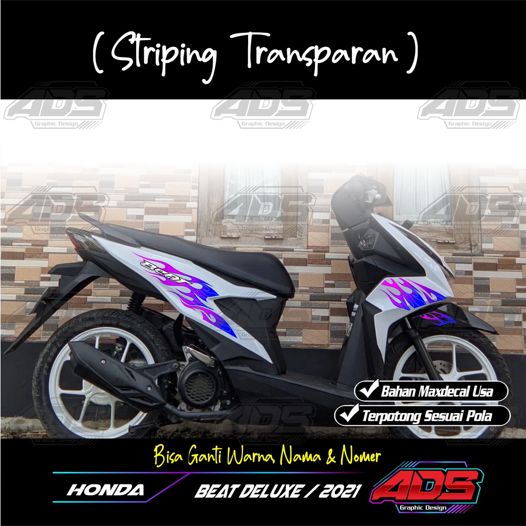 Jual Striping Beat Striping Beat Deluxe Fire Transparan Uv Bisa