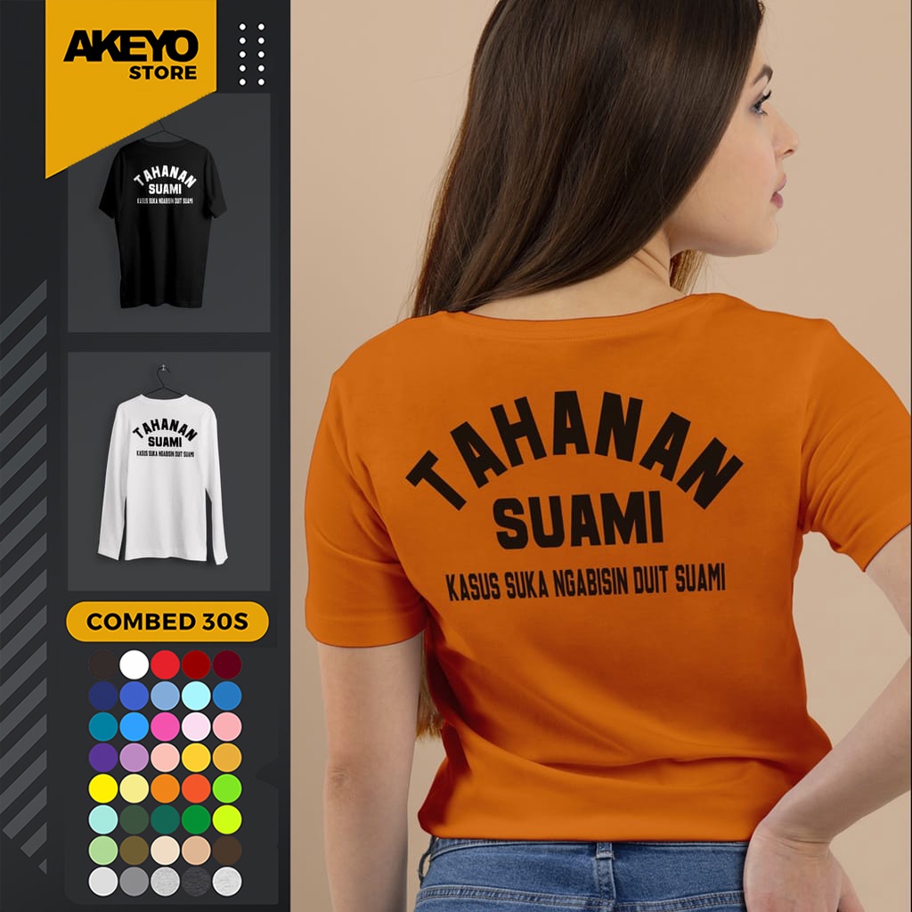 Jual Akeyo T Shirt XS 4XL Kaos Tahanan Suami Istri 30 Warna Katun