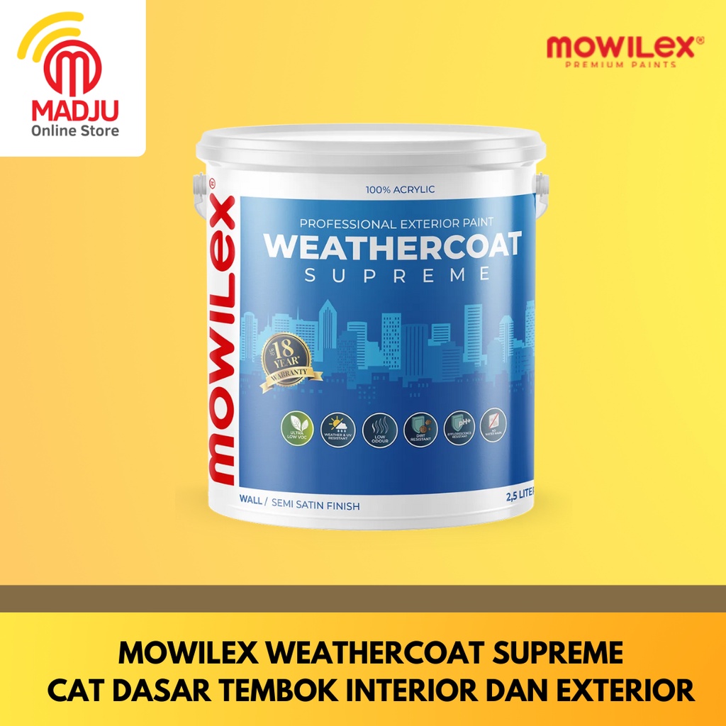 Jual MOWILEX WEATHERCOAT SUPREME CAT TEMBOK EXTERIOR 2 5 L Galon