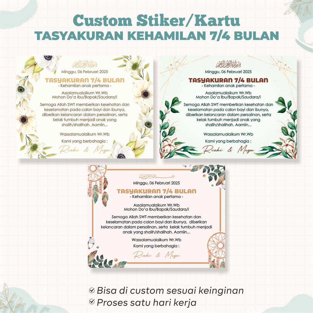 Jual Cetak Stiker Kartu Untuk Tasyakuran Kehamilan Bulan Dan