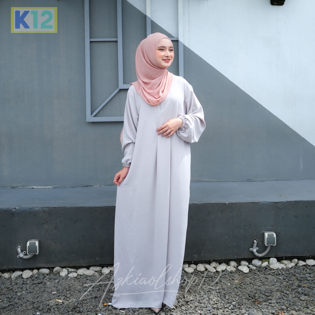 Jual Bisa Cod Basic Abaya Turki Well Abaya Crinkle Lengan Karet