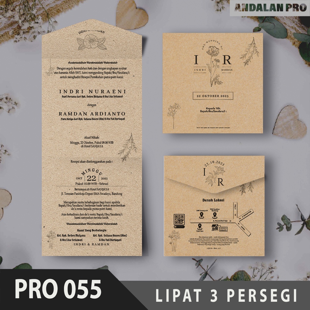 Jual PRO 055 LIPAT 3 Persegi Bahan Jasmine Tik 200 GSM Cetak