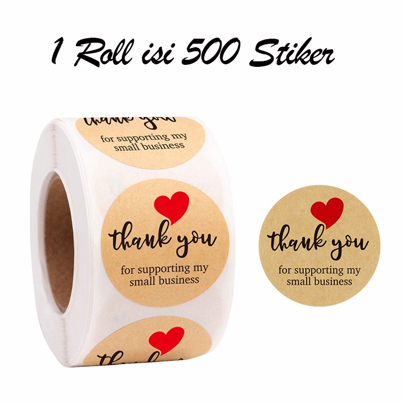 Jual Roll Pcs Stiker Label Thank You Sticker Craft Coklat