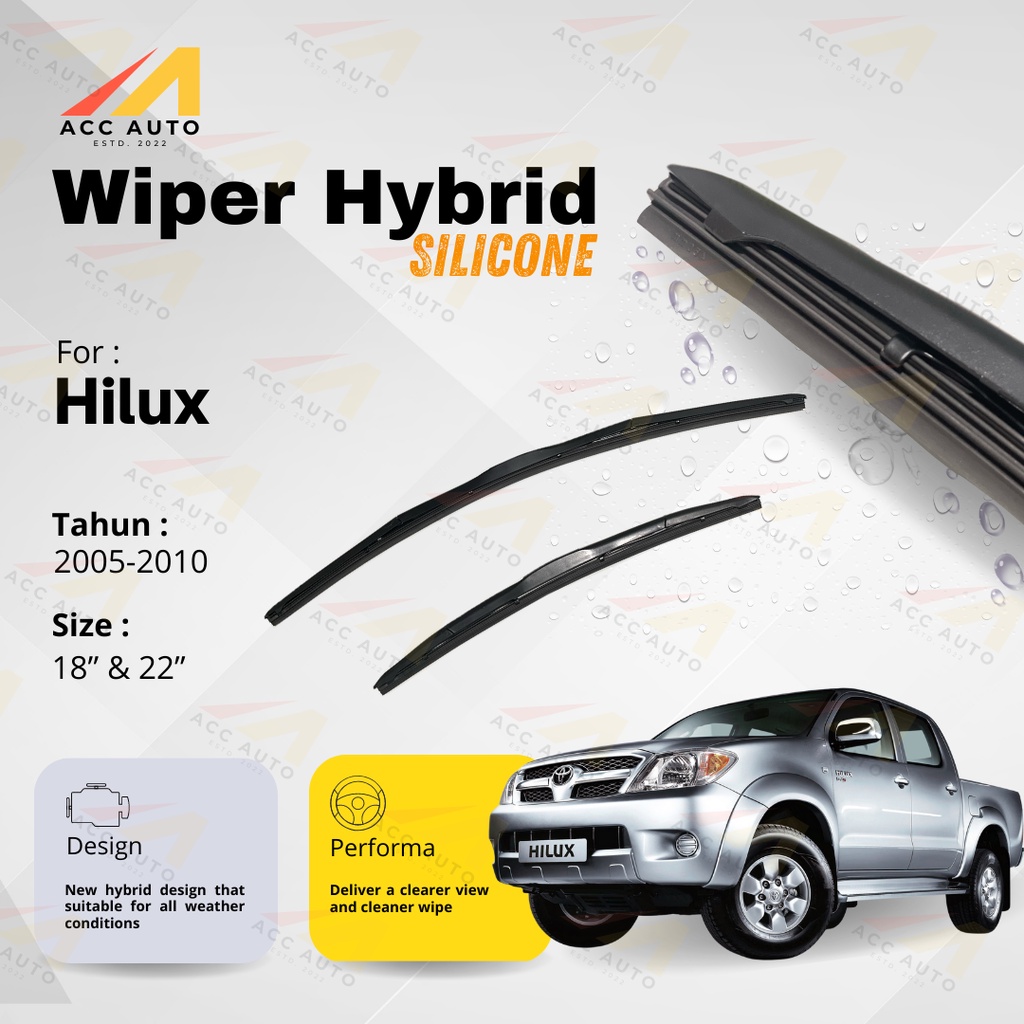 Jual Wiper Frameless Mobil Toyota Hilux Karet Kaca Silicon Hybrid