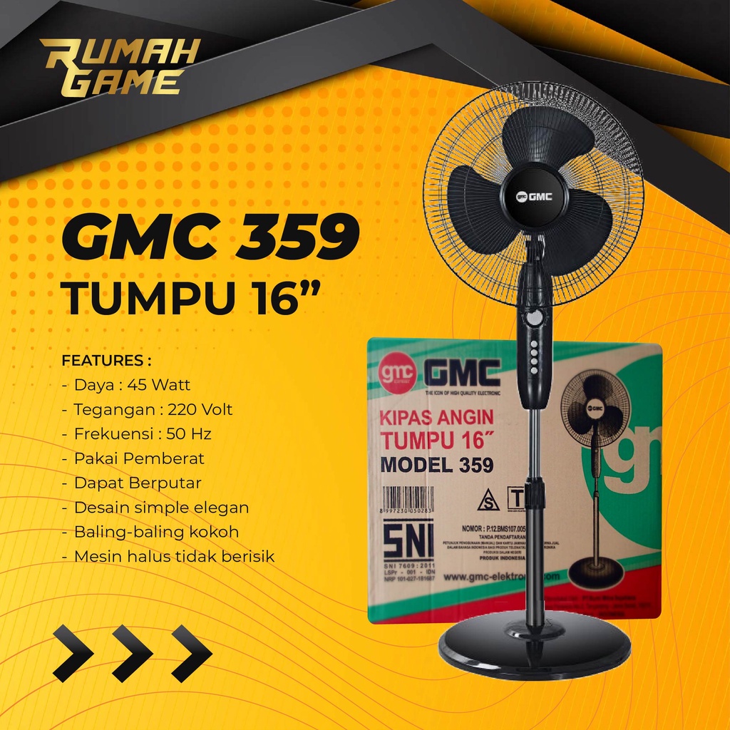 Jual Kipas Angin Berdiri 16 Inch GMC Model 359 Stand Fan 16 SNI