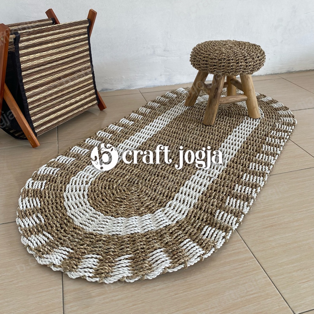 Jual Karpet Lantai Rug Anyaman Seagrass Oval Ukuran 120x60 Cm Shopee