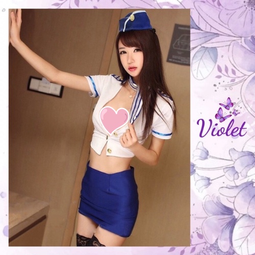 Jual Violet Set Baju Lingerie Seksi Rok Topi Model Cosplay