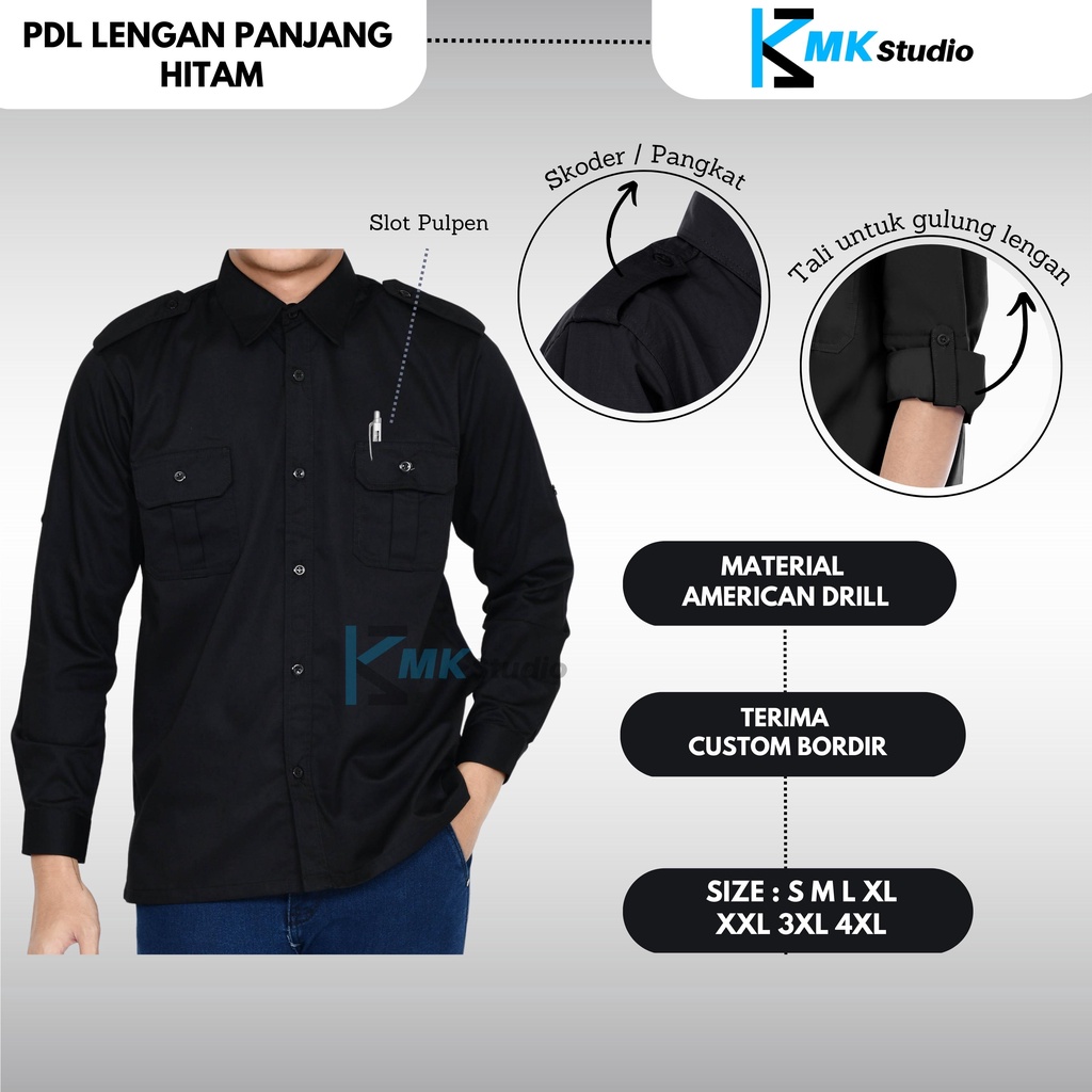 Jual Baju Kemeja PDL Lengan Panjang Pria Seragam Pakaian Kerja Dinas