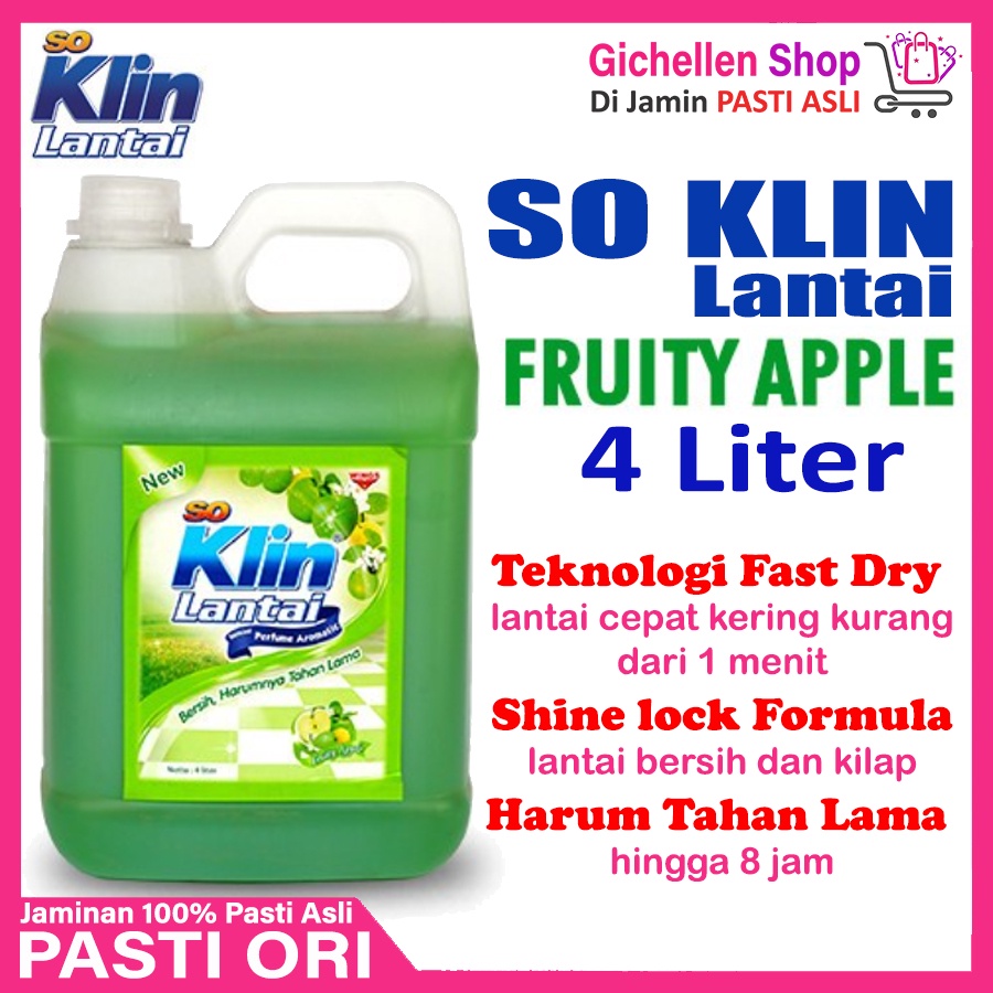 Jual SoKlin Pembersih Lantai So Klin Jerigen 4L 4 Liter L Shopee