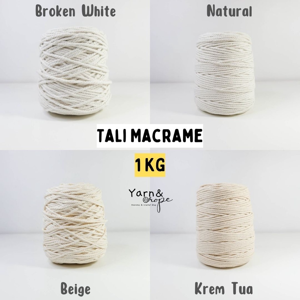 Jual Tali Katun Tali Macrame Single Strand Dan Twist Broken White 1KG