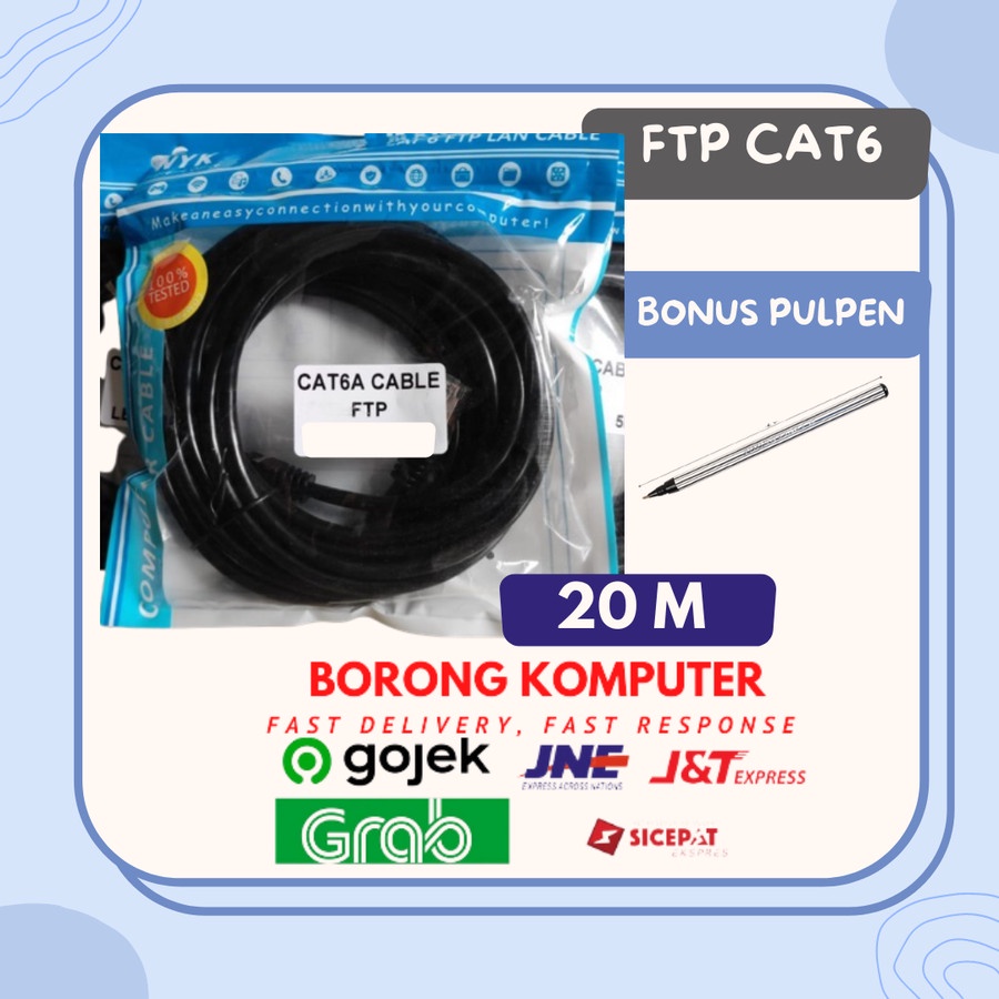 Jual Kabel Lan Outdoor Siap Pakai Cat6 20 Meter STP FTP UTP Cat 6 20m